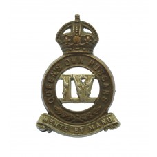 4th Queen's Own Hussars Collar Badge - King's Crown