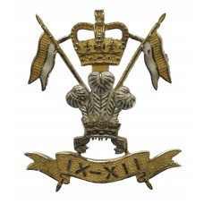 9th/12th Royal Lancers Officer's Cap Badge - Queen's Crown