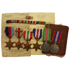 WW2 8th Army Medal Group of Six with Pay Book and Documents - Pte. W.S. Baulch, East Surrey Regiment & Royal Norfolk Regiment - Wounded in Action