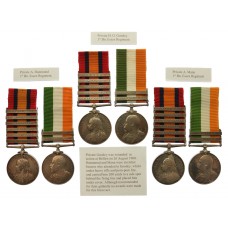 The Boer War Medals of Private H. G. Goodey, Essex Regiment, together with those of Privates A. Hammond and A. Mann, Essex Regiment, who gallantly rescued Goodey, when wounded, during the action at Belfast, 26 August 1900