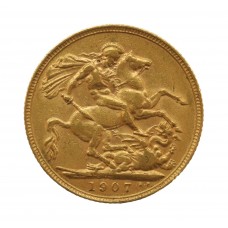 1907 Edward VII 22ct Gold Full Sovereign Coin 