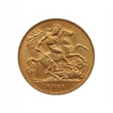 1911 George V 22ct Gold Half Sovereign Coin