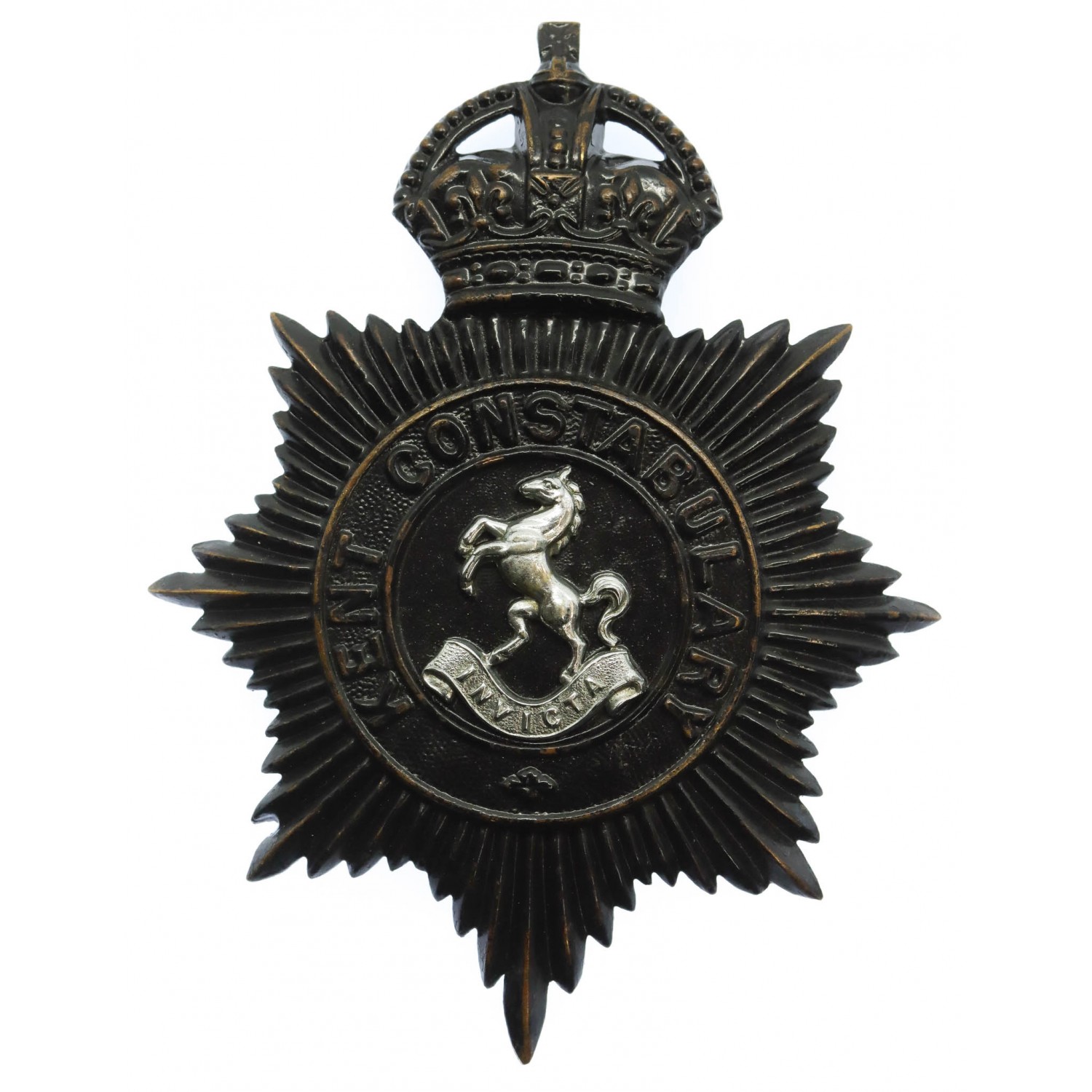 Kent Constabulary Night Helmet Plate - King's Crown