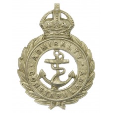 Admiralty Constabulary White Metal Cap Badge - King's Crown