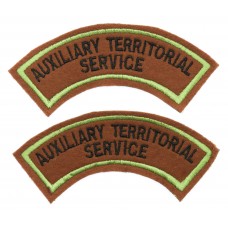 Pair of Auxiliary Territorial Service A.T.S. (AUXILIARY TERRITORIAL/SERVICE) Cloth Shoulder Titles