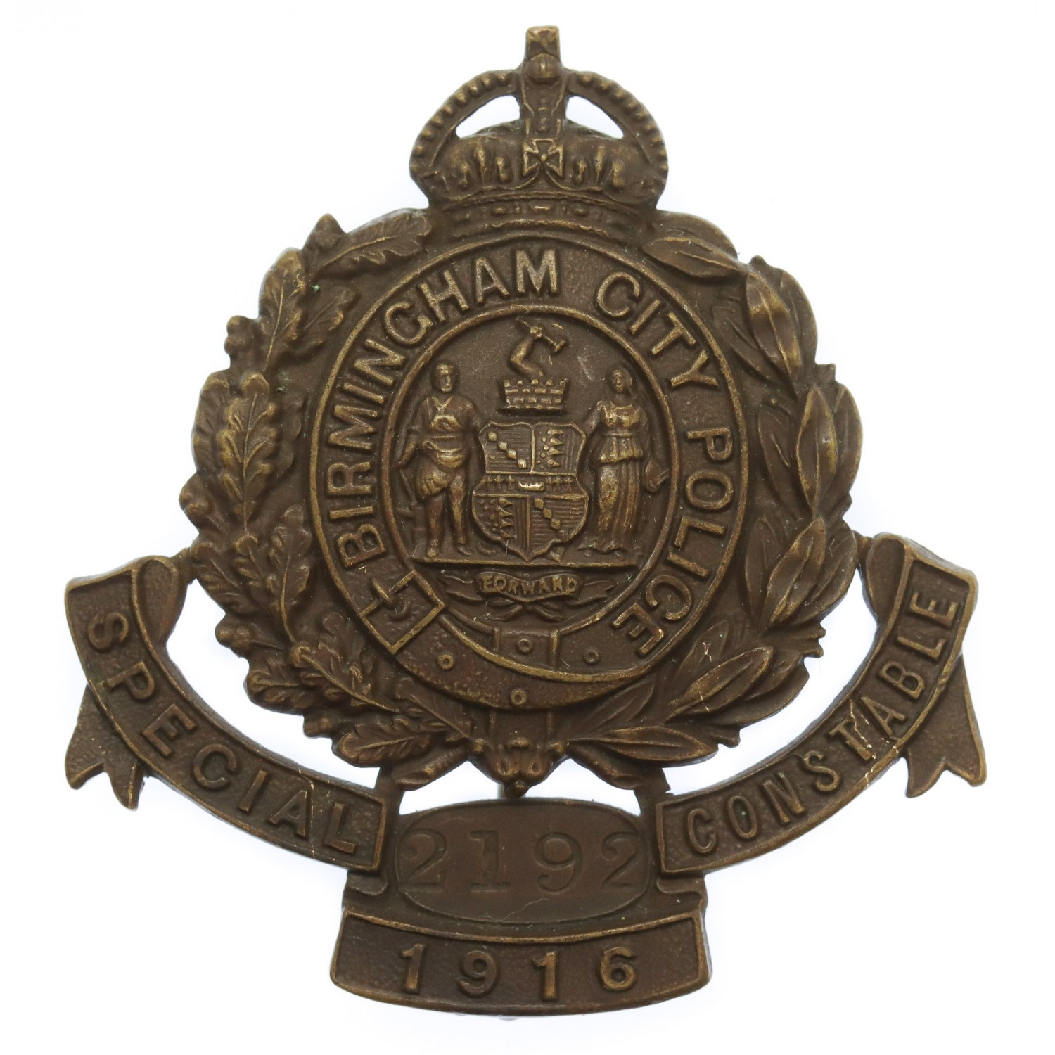 Birmingham City Police Special Constable 1916 Cap Badge