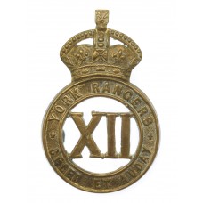 Canadian WW1 12th York Rangers Militia Cap Badge