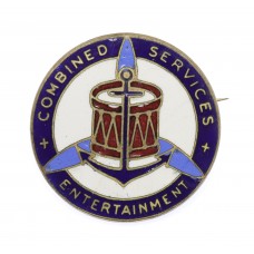 Scarce WW2 Combined Services Entertainment Enamelled Lapel Badge