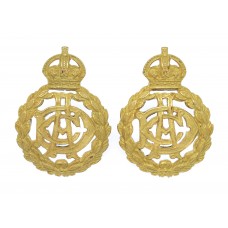 Pair of Army Dental Corps (A.D.C.) Officer's Dress Gilt Collar Badges - King's Crown