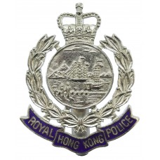 Royal Hong Kong Police Enamelled Cap Badge - Queen's Crown