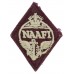 WW2 Navy, Army & Air Force Institutes (N.A.A.F.I.) Cloth Overalls Badge (White on Maroon)
