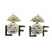 Pair of  Lancashire Fusiliers Anodised (Staybrite) Collar Badges