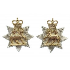 Pair of Queen's (Royal West Surrey) Regiment Anodised (Staybrite) Collar Badges