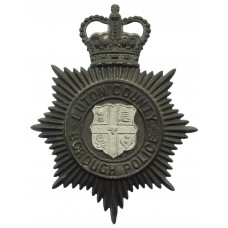 Luton County Borough Police Night Helmet Plate - Queen's Crown