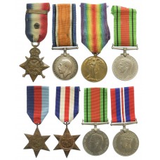 WW1 1914 Mons Star and Bar Group and WW2 Normandy Casualty Medal Group to Father & Son - Pte. S. Hirst, 5th Royal Irish Lancers and Spr. F. Hirst, 79 Assault Sqdn. Royal Engineers