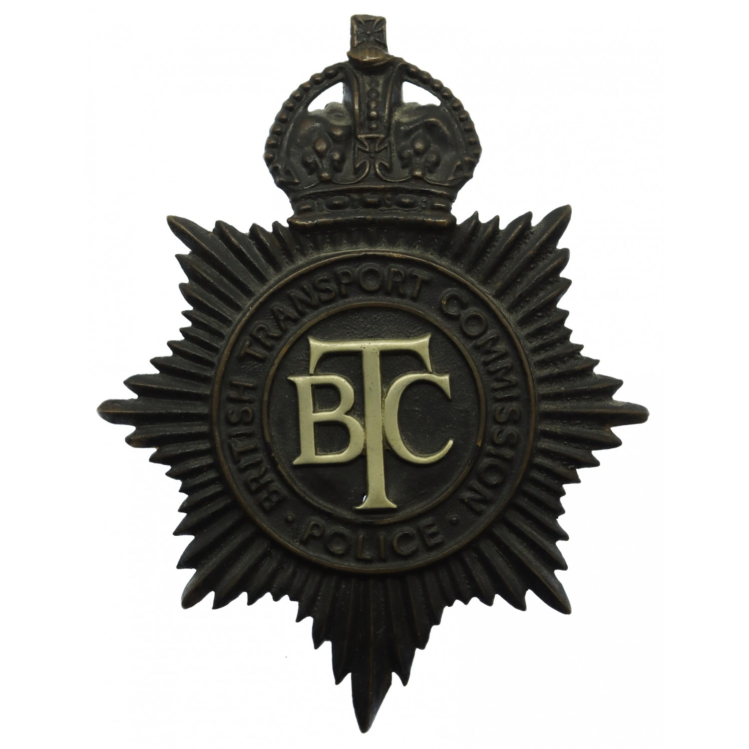 British Transport Commission (B.T.C.) Police Helmet Plate - King's Crown