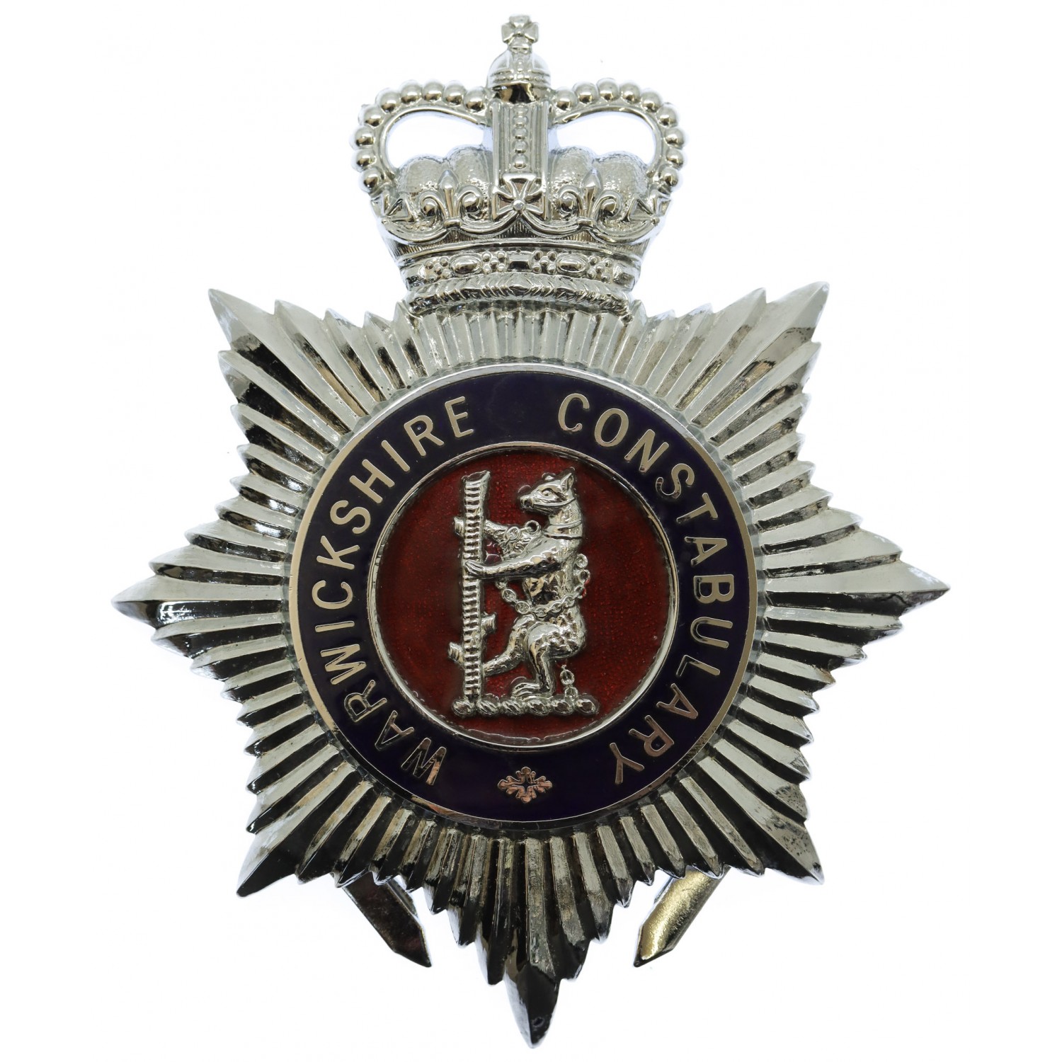 Warwickshire Constabulary Enamelled Helmet Plate - Queen's Crown