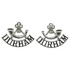 Pair of Durham Light Infantry (Bugle/DURHAM) Anodised (Staybrite) Shoulder Titles