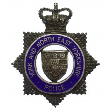 York and North East Yorkshire Police Senior Officer's Silvered & Enamel Cap Badge - Queen's Crown