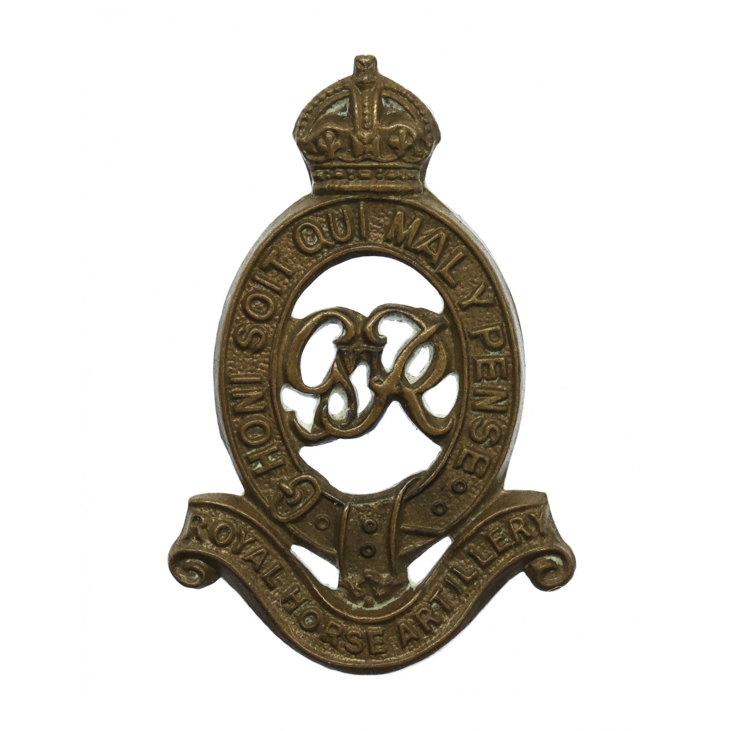 George VI Royal Horse Artillery (R.H.A.) Brass Cap Badge