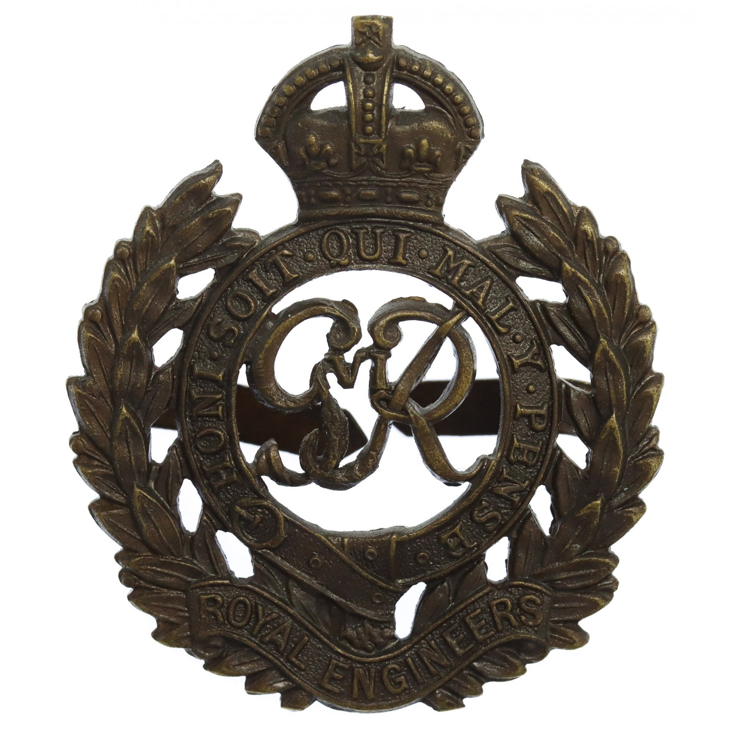 George VI Royal Engineers Officer's Service Dress Cap Badge