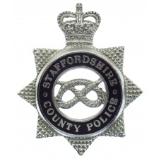 Staffordshire County Police Senior Officer's Enamelled Cap Badge - Queen's Crown