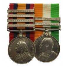 Queen's South Africa Medal (Clasps - Cape Colony, Johannesburg, Diamond Hill, Wittebergen) & King's South Africa Medal (Clasps - South Africa 1901, South Africa 1902) Pair - Pte. H.W. Baker, 2nd Bn. Lincolnshire Regiment