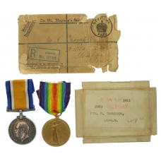 WW1 Prisoner of War British War & Victory Medal Pair - Pte. H. Thompson, Lincolnshire Regiment