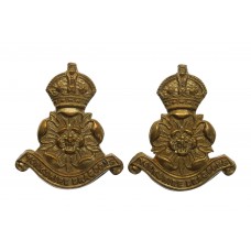 Pair of Yorkshire Dragoons Collar Badges - King's Crown