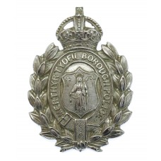 Merthyr Tydfil Borough Police Chrome Wreath Cap Badge - King's Crown