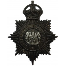 Northampton Borough Police Black Helmet Plate - King's Crown
