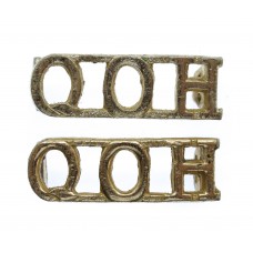 Pair of Queen's Own Hussars (Q.O.H.) Anodised (Staybrite) Shoulder Titles