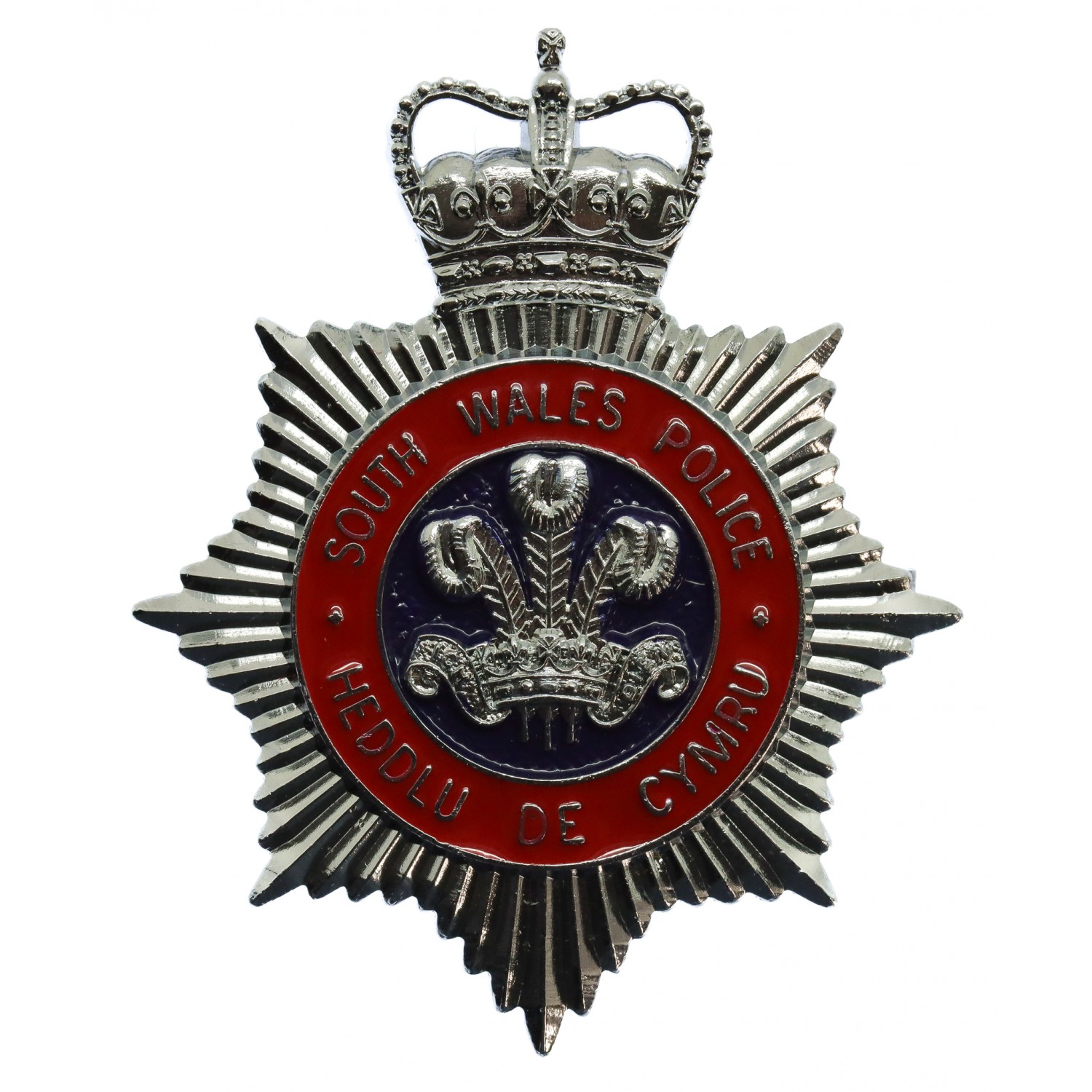 South Wales Police (Heddlu De Cymru) Enamelled Cap Badge - Queen's Crown