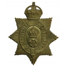 Derbyshire Constabulary White Metal Helmet Plate - King's Crown