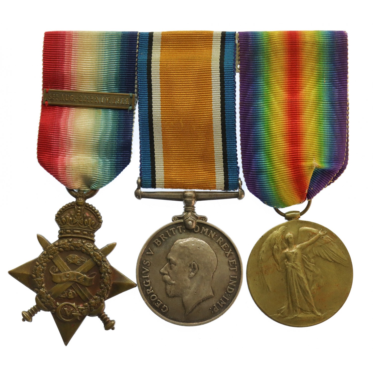 WW1 1914 Mons Star and Bar Medal Trio with Dog Tags and Original ...