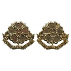 Pair of Queen's Lancashire Regiment Anodised (Staybrite) Collar Badges
