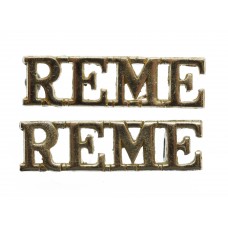 Pair of Royal Electrical & Mechanical Engineers (R.E.M.E.) Anodised (Staybrite) Shoulder Titles