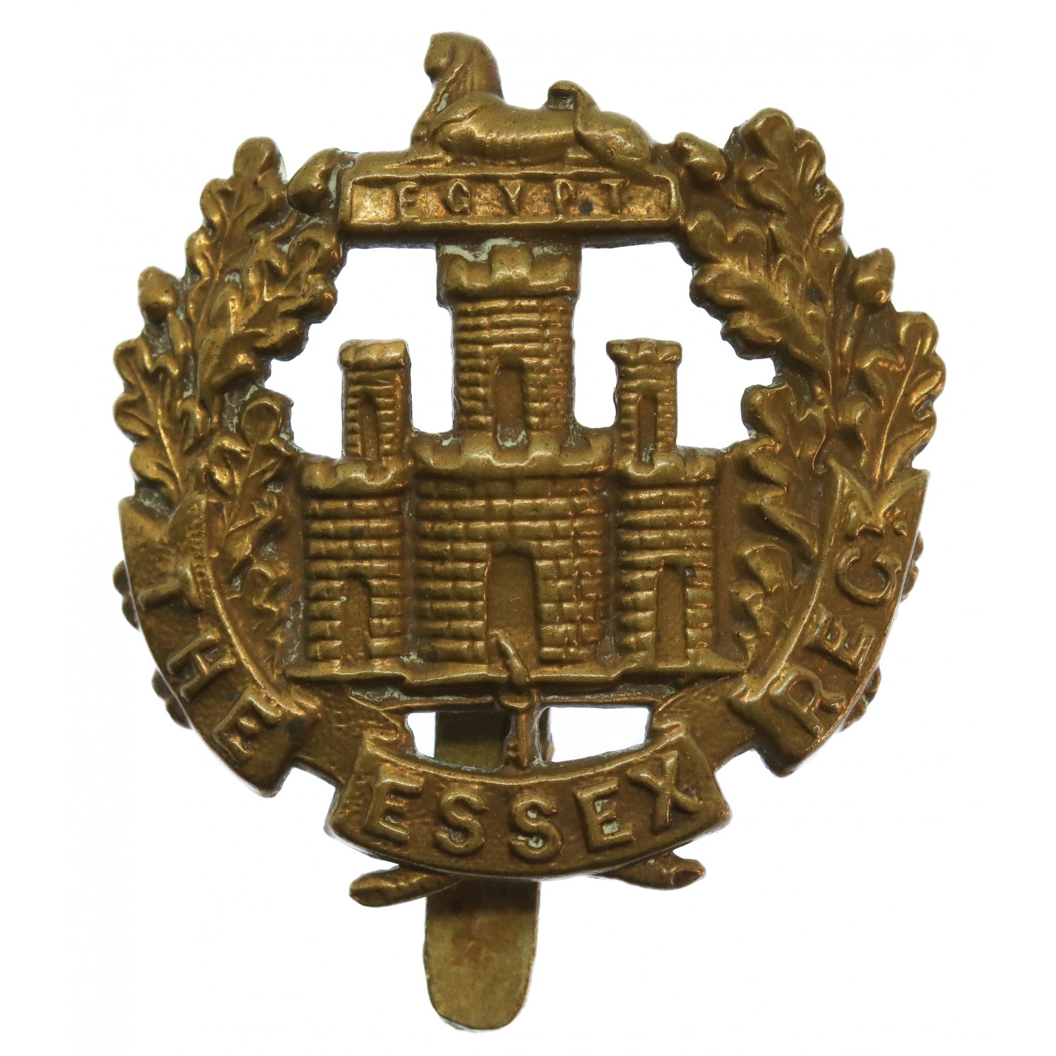 Essex Regiment WW1 All Brass Economy Cap Badge