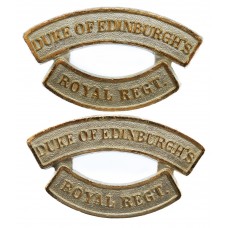 Pair of Duke of Edinburgh's Royal Regiment (DUKE OF EDINBURGH'S/ROYAL REGT.) Anodised (Staybrite) Shoulder Titles