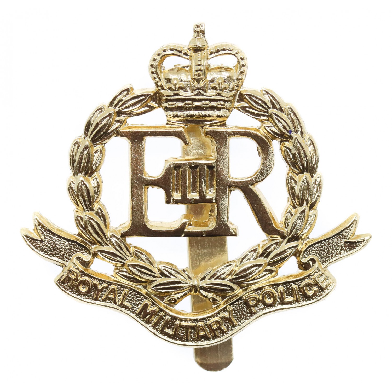 Eiir Royal Military Police R M P Anodised Staybrite Cap Badge Queen S Crown