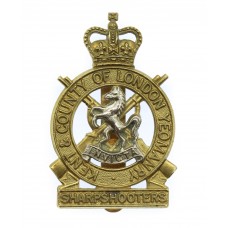 Kent & County of London Yeomanry (Sharpshooters) Bi-Metal Cap Badge - Queen's Crown