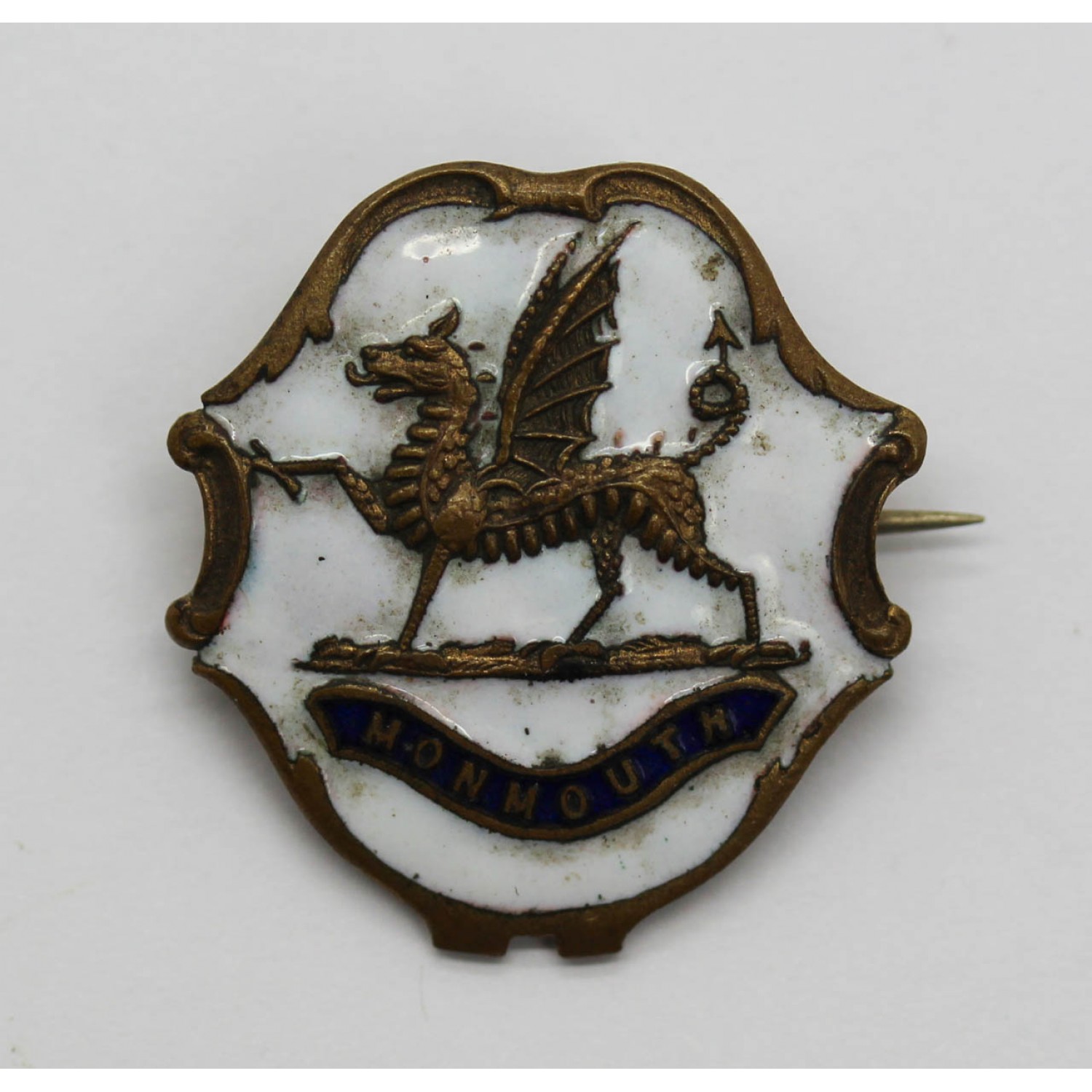 WWI Monmouthshire Regiment Enamelled Sweetheart Brooch