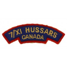 Canadian 7th/11th Hussars (7/XI HUSSARS/CANADA) Cloth Shoulder Title