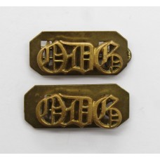 Pair of 1st Queen's Dragoon Guards (QDG) Brass Shoulder Titles