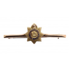 Devonshire Regiment 9ct Gold & Enamel Sweetheart Brooch - King's Crown
