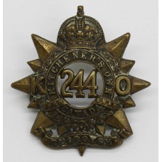 Canadian 244th (Montreal, Kitchener's Own) Infantry Bn. C.E.F. WWI Cap Badge