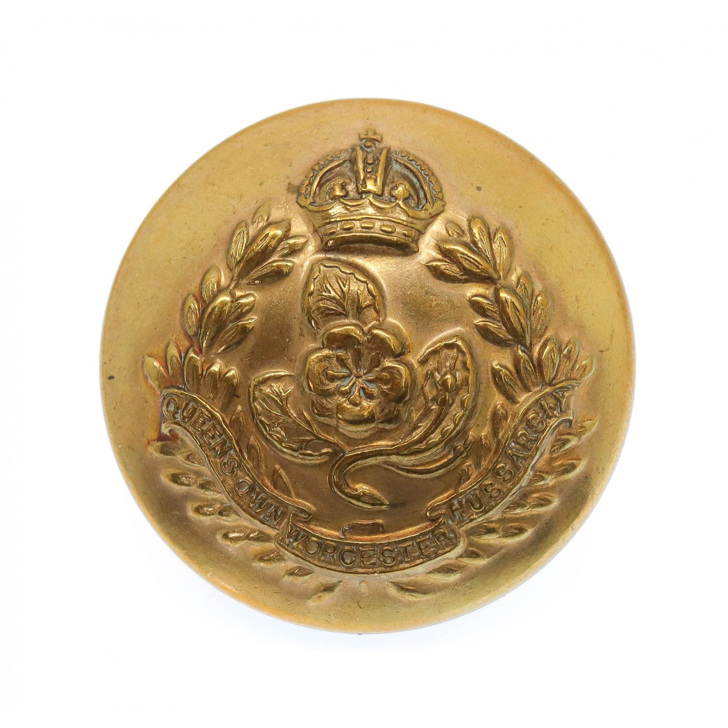 Queen's Own Worcestershire Hussars Officer's Button - King's Crown (26mm)