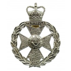 Royal Green Jackets White Metal Cap Badge - Queen's Crown