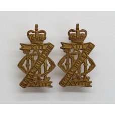 Pair of 13th/18th Royal Hussars Collar Badges - Queen's Crown