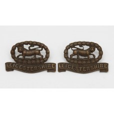 Pair of Leicestershire Regiment Officer's Service Dress Collar Badges